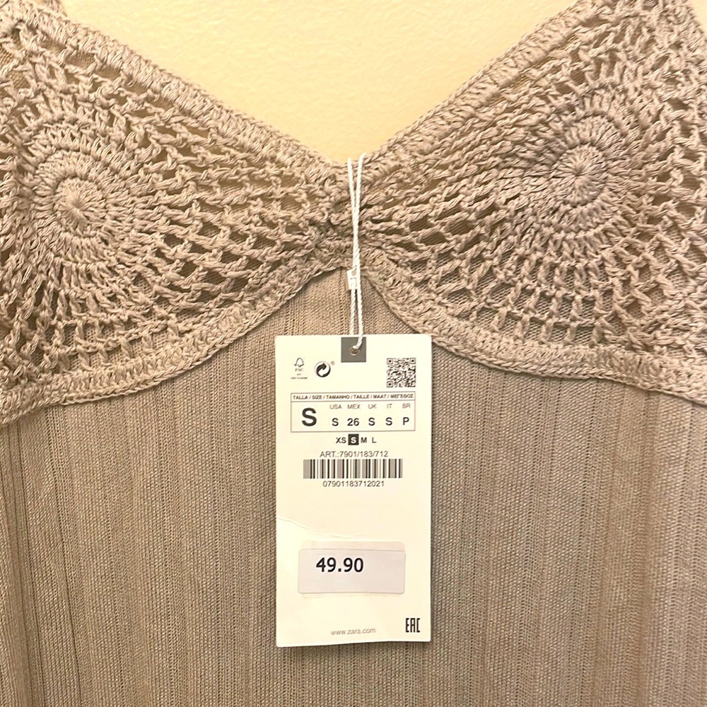 Zara knit dress. Taupe color. Size small